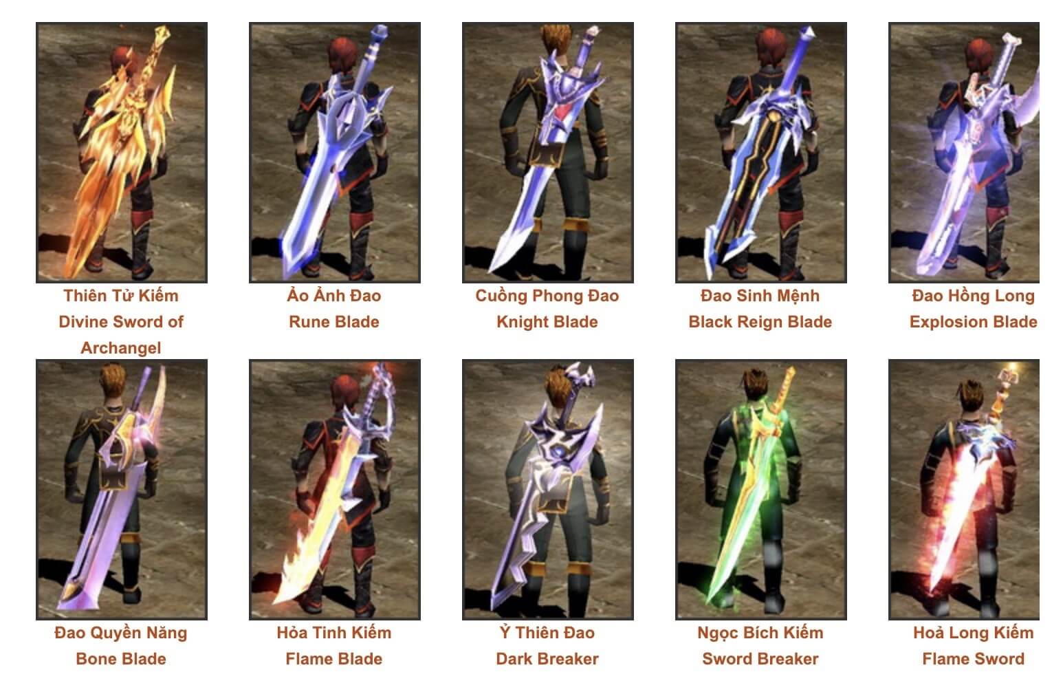 Hướng dẫn các loại Kiếm (Sword) trong game Mu Online